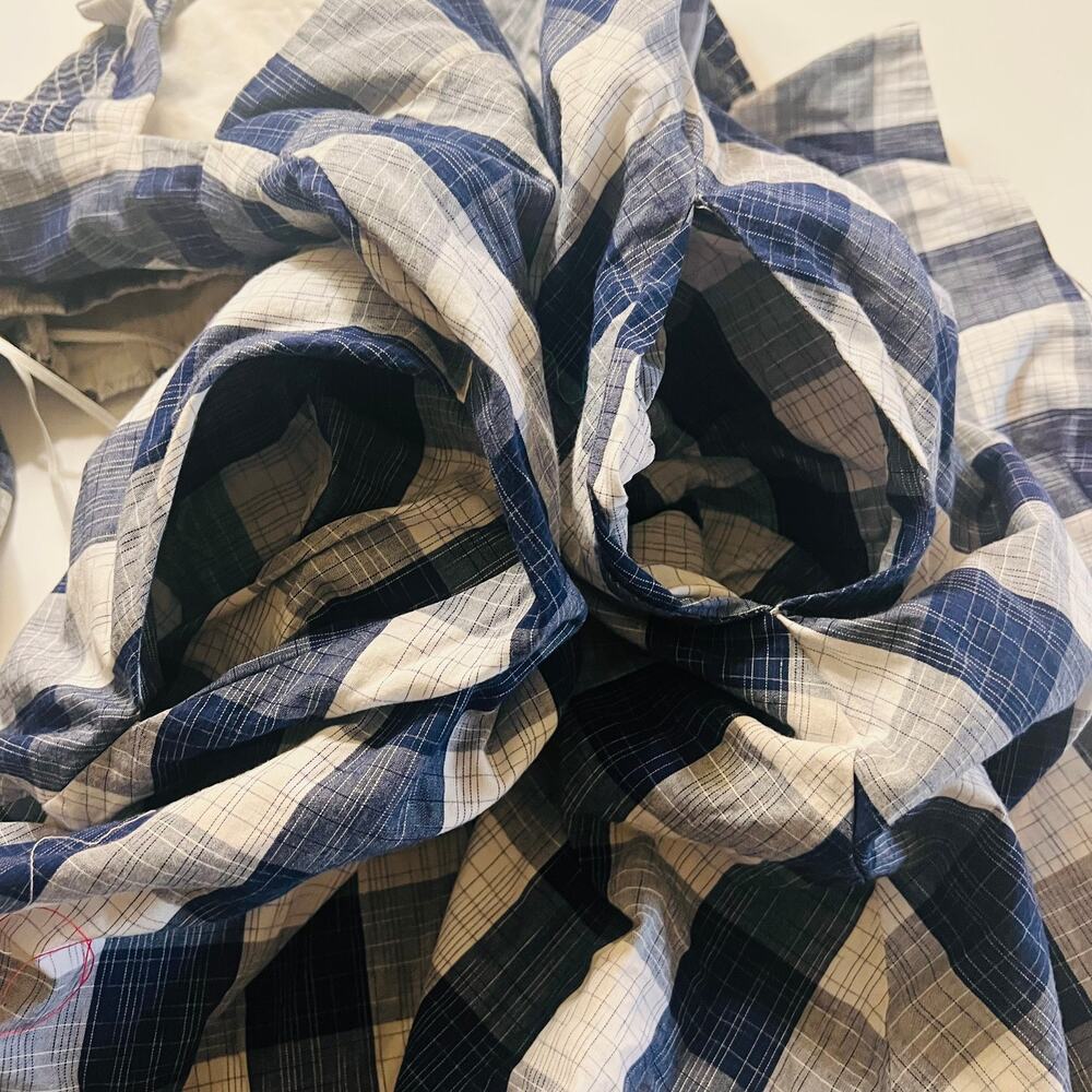 Adelyn Rae Daisy Dress Size Medium Gingham Off Shoulder Open Back Blue White - Picture 9 of 15